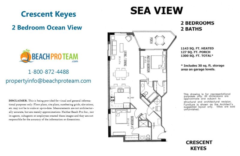 Crescent Keyes Sea View Floor Plan - 2 Bedroom Ocean View